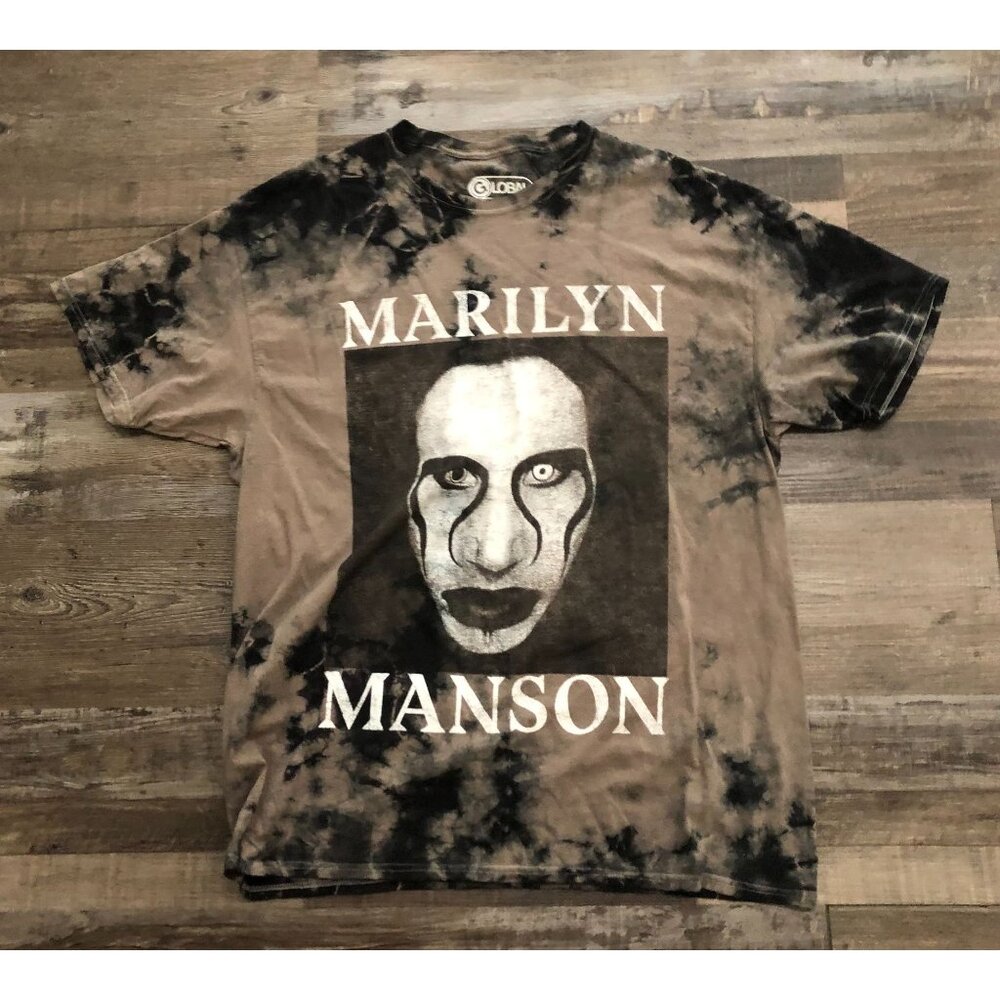 Global Marilyn Manson Adult Medium Brown Tie Dyed Tee T Shirt